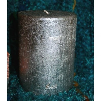 Ancien prix 7,90€ - BCYG-R : Bougie rustique métallisée Argent nocturne (H10 x ∅ 7cm)