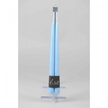 Ancien prix 6,50€ - Paire de bougies longues chandelle : Bleu (H30 x Ø2,2cm)