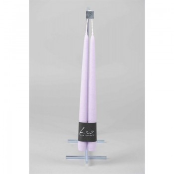 Ancien prix 6,50€ - Paire de bougies longues chandelle : Violet clair (H30 x Ø2,2cm)