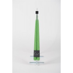 Ancien prix 6,50€ - Paire de bougies longues chandelle : Vert (H30 x Ø2,2cm)