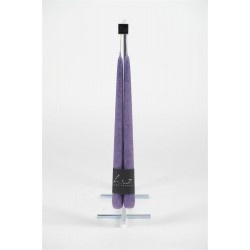 Ancien prix 6,50€ - Paire de bougies longues chandelle : Violet foncé (H30 x Ø2,2cm)