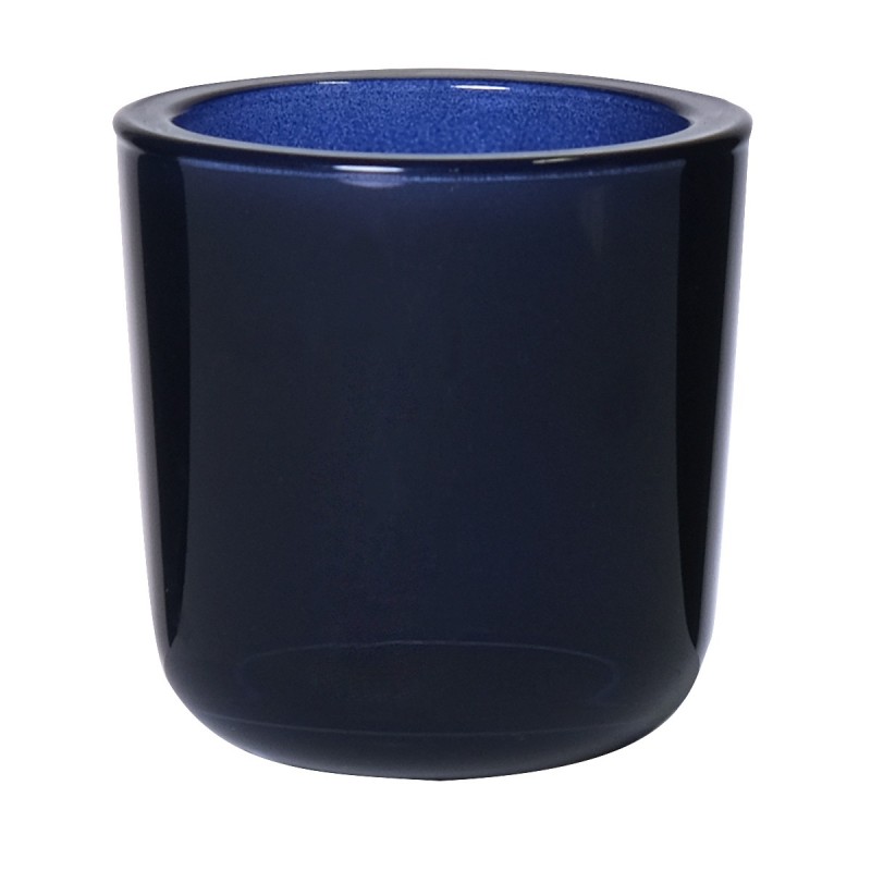 Ancien prix 9,98€ - Set de 2 photophores en verre bleu de prusse opaque pour bougie chauffe-plat